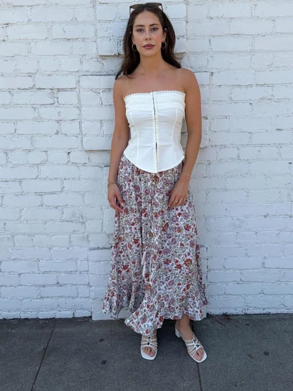 Target Rachel Zoe beautiful floral maxi skirt with mother of pearl buttons size M #boho #feminine #costalcowgirl - Image 3
