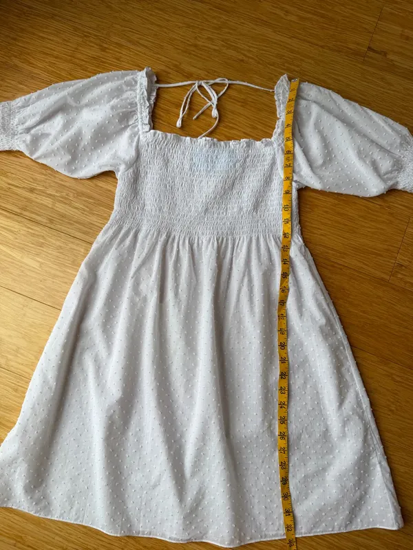 Hill House Home Athena Nap Dress White Swiss Dot Cotton Mini XS - Image 8
