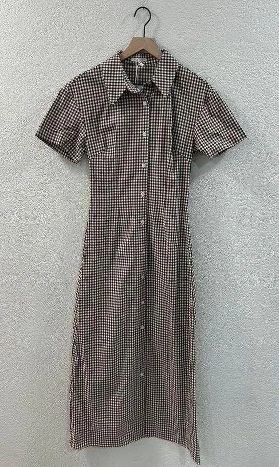 NWT Charcoal Clothing Lua Maxi Dress (Choc Gingham) Size 4 - Image 5