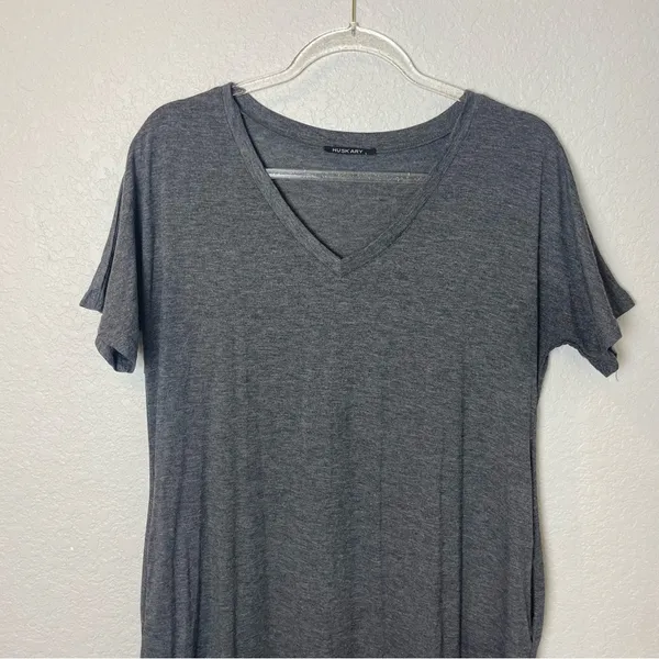Amazon HUSK ARY Easy Charcoal Gray V-Neck Maxi Dress w/Pockets Size L - Image 2