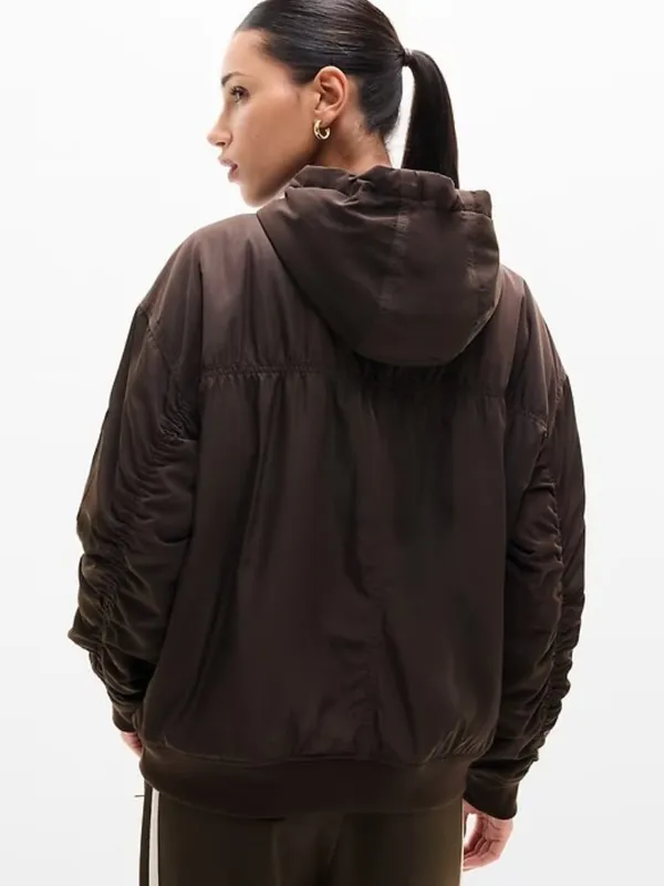 New Athleta S Upfield Bomber Jacket Truffle Brown Small Regular - Image 3