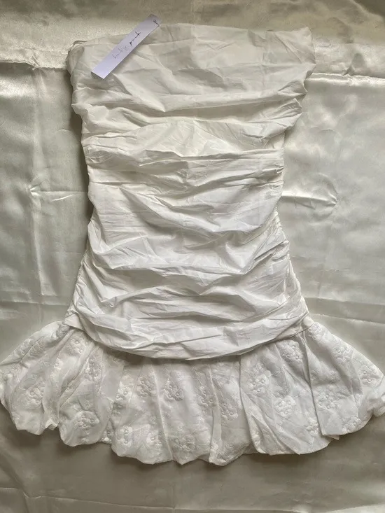 White Rouched Flirty Lined Special Occasion Mini Dress - NEW w/Tags - Image 2