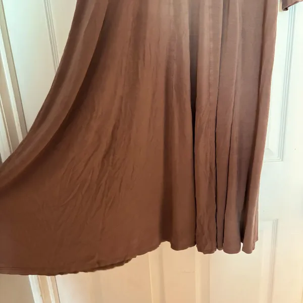 MOA USA Women’s Brown Solid Scoop Neck 3/4 Sleeve MIDI Dress Size 12 - Image 6