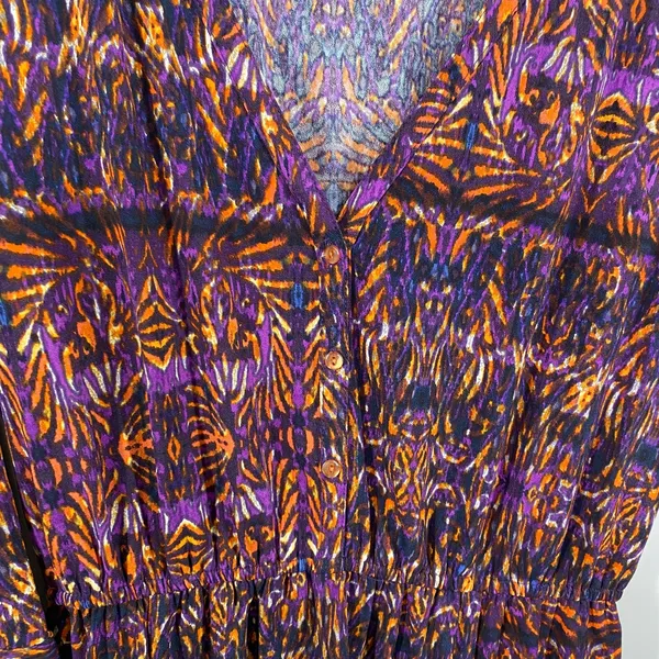Jack by BB Dakota Purple Orange Printed V-Neck Maxi Dress Women's Size Medium M - Image 9
