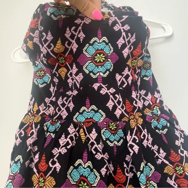 Anthropologie Edme & Esyllte Black Floral Halter Dress Size 4 - Image 4
