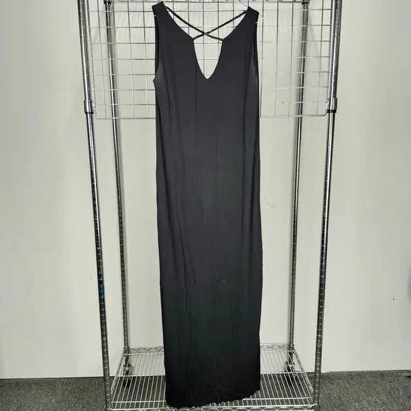 Strappy Beaded Criss Cross Evening Gown Black Dress Size 14 - Image 2