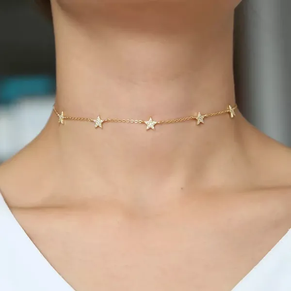 Sterling Silver 18kt Gold Plated 925 Cubic Zirconia Star Necklace - Image 3