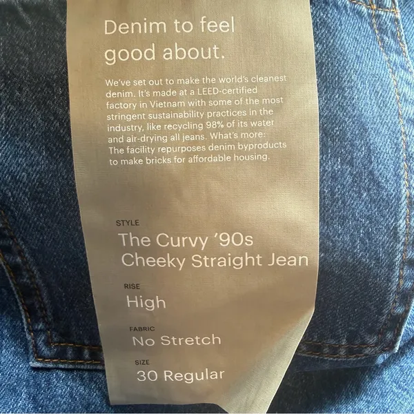 Everlane Curvy 90s Cheeky Straight Jeans Womens 30 NWT High Rise Rigid Denim - Image 9