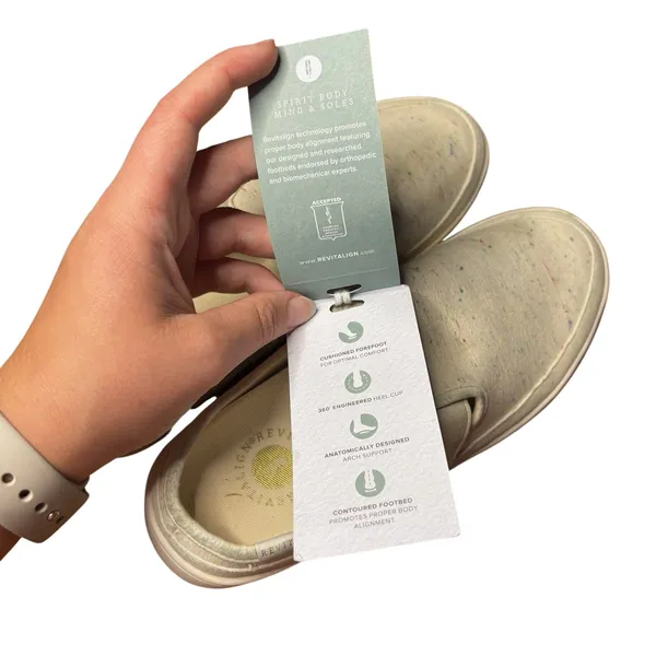 Revitalign Sunbird Mules Women Sz 7 Tan Sand Slip On Orthotic Comfort Shoes NEW - Image 9
