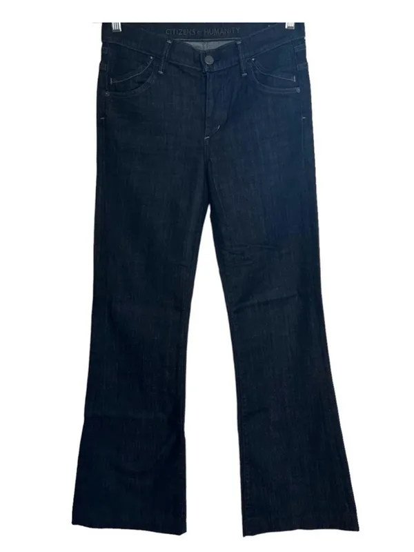 CITIZEN OF HUMANITY MID RISE HUTTON WIDE LEG FLARE DARK WASH SIZE 30 Inseam 34 - Image 3