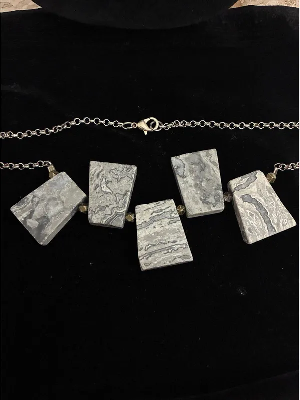 Picasso Marble Statement Necklace 19” Gray - Image 5