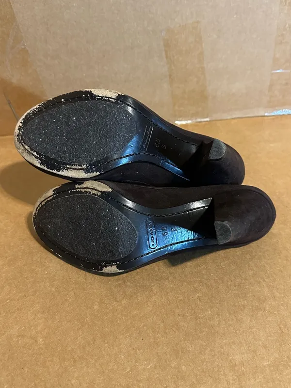 Coach "Kandace" Brown Suede Cone Heel Loafer Shoes (5.5) - Image 10