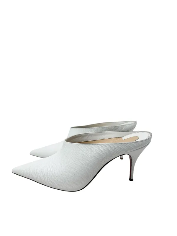 Christian Louboutin Zarli Quart White Leather Pointed Toe Mules Size 39.5 - Image 7