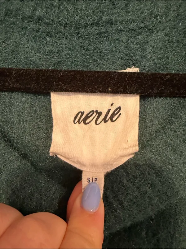 Green Ribbed Crewneck‎ Aerie Buttercream Sweater - Image 2