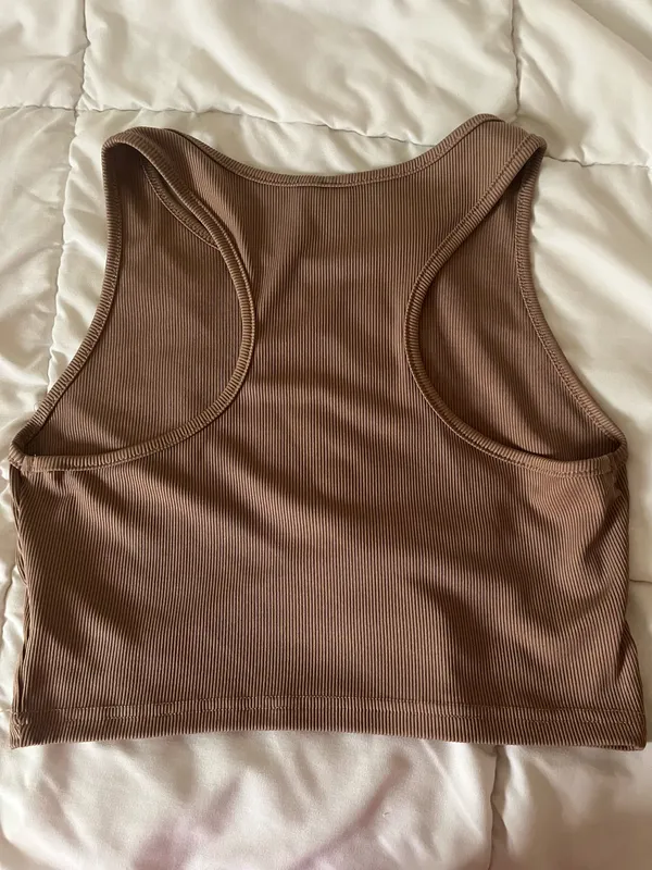 SHEIN brown racer back crop top - Image 2