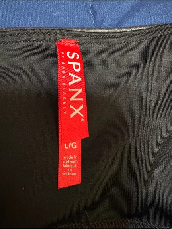 Spanx Women’s Black Leather Like Skinny High Rise Pull On Ankle Pants Sz Large - Image 2