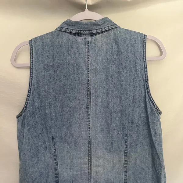 Vintage Y2K NY Jeans Denim Snap Mini Dress Sz 12 Preppy Western Sleeveless 90s - Image 8