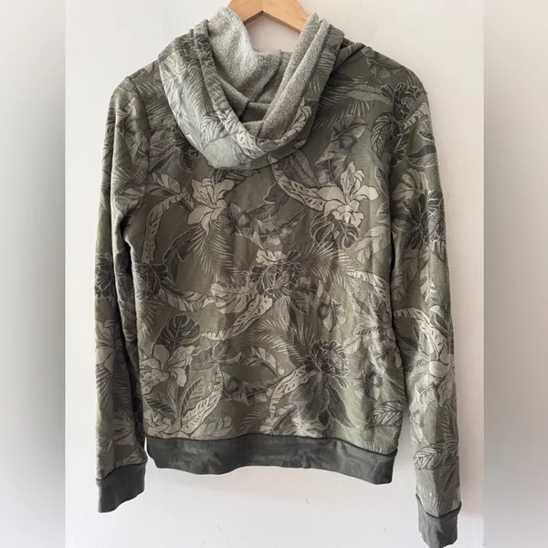 PINK‎ by Victoria’s Secret Army Green Botanical Leaves Floral Zip Up Hoodie - Image 4