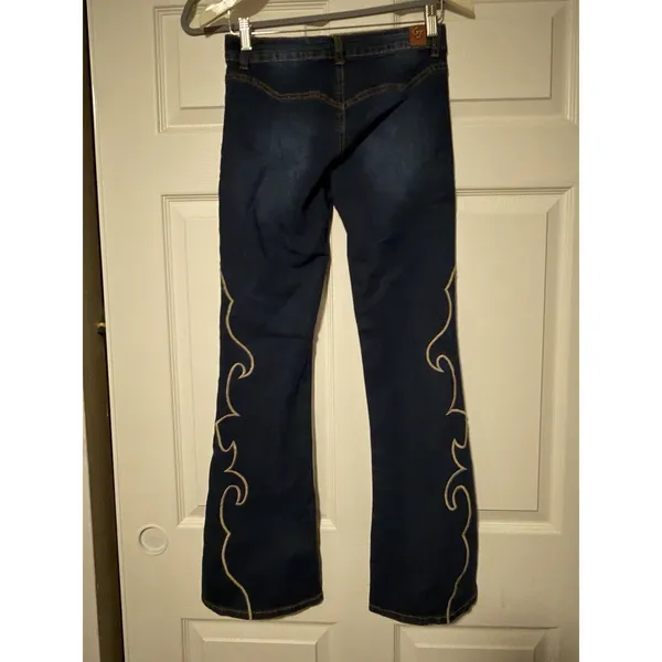 Western Embroidered Bootcut Denim Jeans 90s Y2K‎ Festival - Image 2