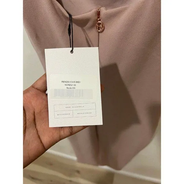 Nookie NWT Women XS Nude Blush Pink Square Neck Midi Dress Minimalist Luxury - Image 6