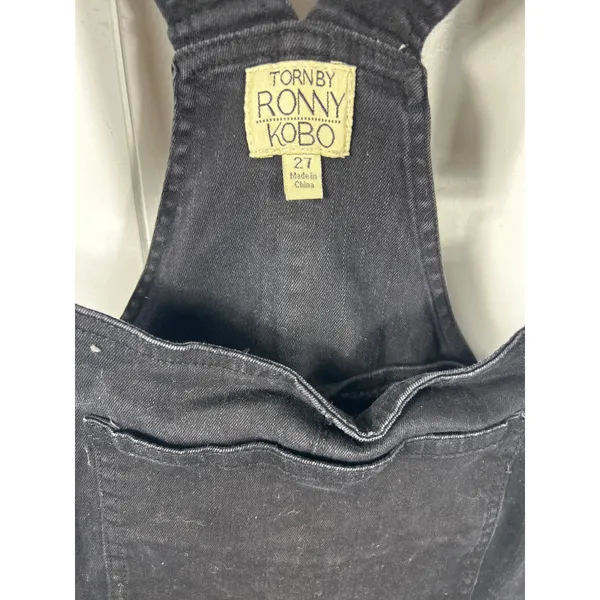 Torn by Ronny Kobo Black Denim Overalls with Size Zipper. Size 27 - Image 4