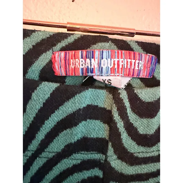 Urban Outfitters‎ Flare Pants Women XS Green Black Swirl Psychedelic Retro Knit - Image 5