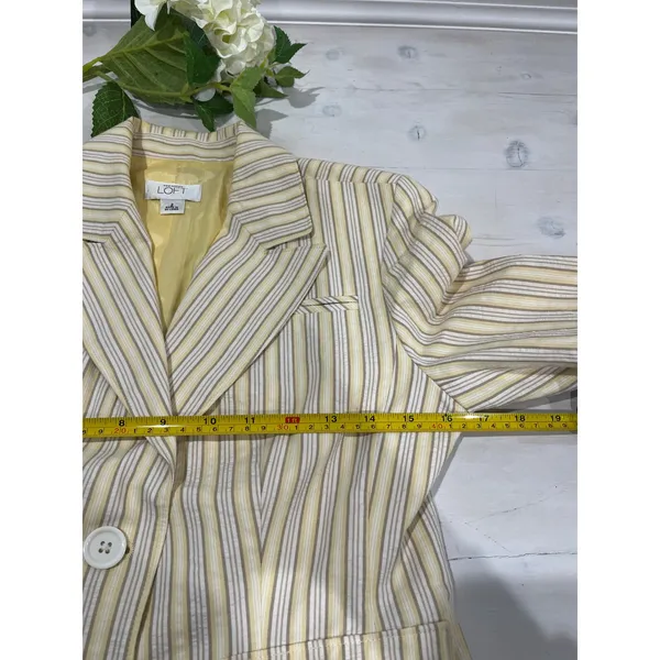 Loft Striped Blazer Size‎ 2 Button Front 100% Cotton Career Casual Cute - Image 2