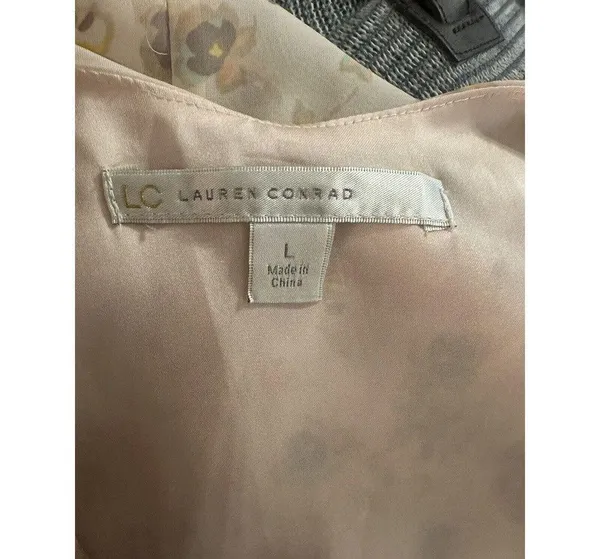 Lauren Conrad Layered Ruffle Floral Thin Straps Camisole Shirt Women’s Large - Image 4