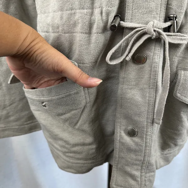 Lauren Ralph Lauren Women XL Hooded Anorak Jacket Gray Drawstring Waist‎ Utility - Image 3