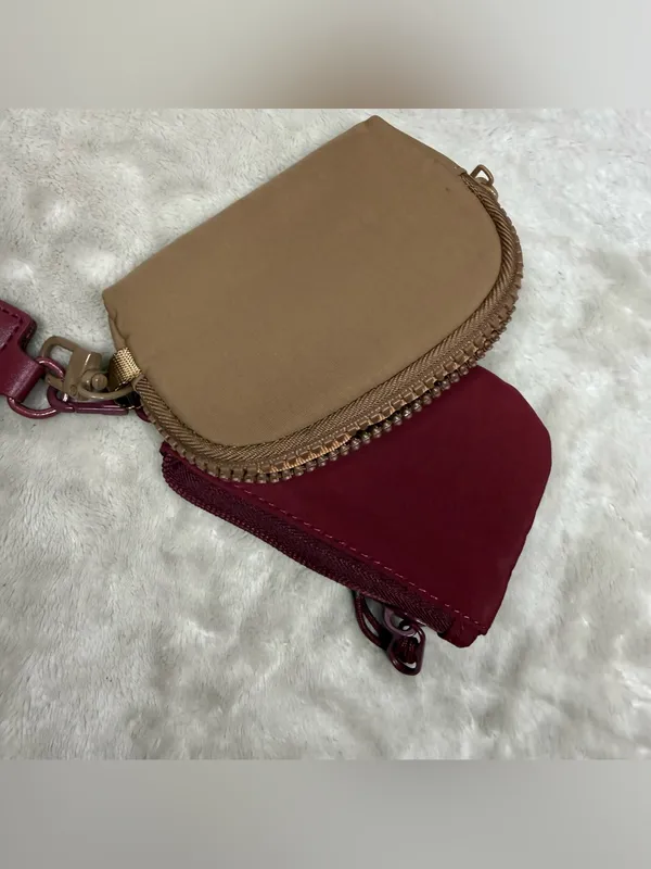Pink & Cream Mini Zip Pouch Set with Wrist Strap - Image 5
