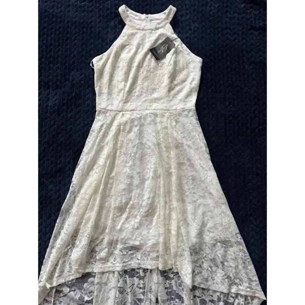 Dressystar Women's White‎ Eyelet Lace Overlay Dress Size M NWT - Image 2