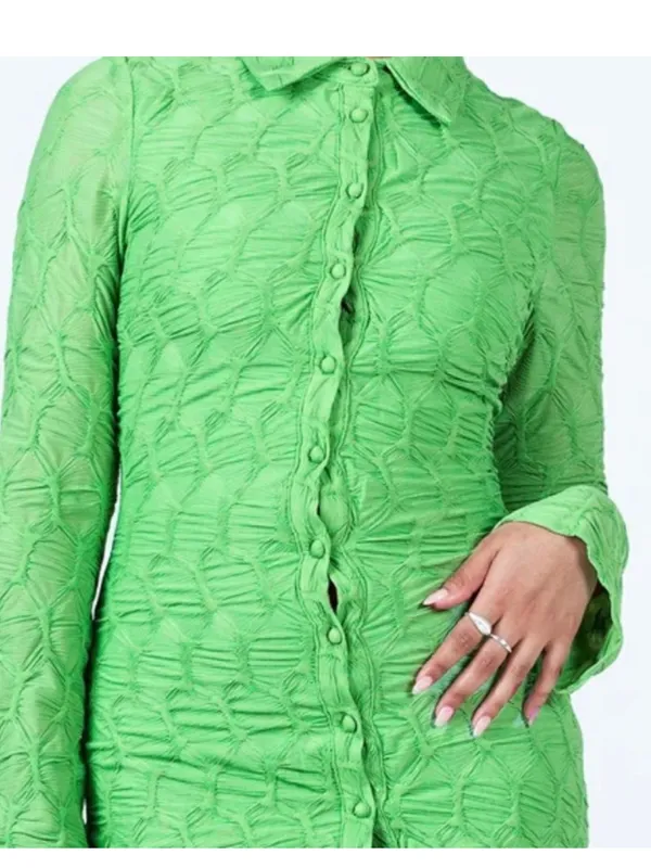 Princess Polly Bright Green Long-Sleeve Mini Shirt Dress - Image 4