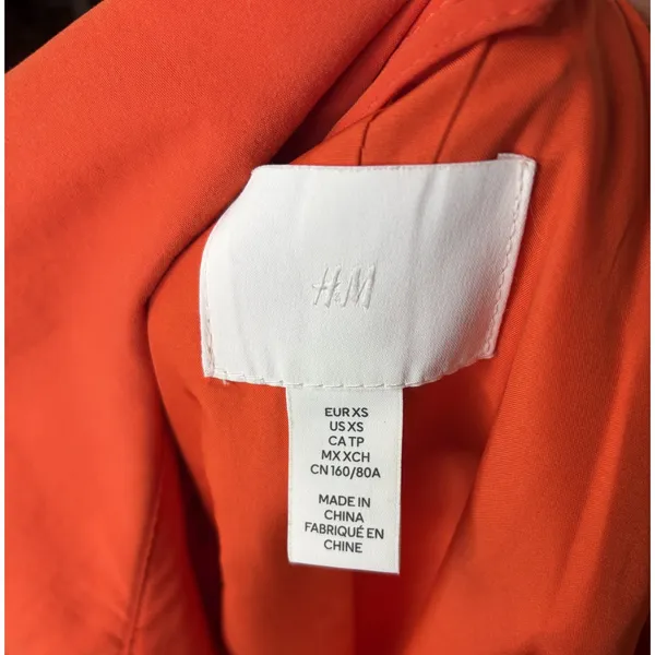H&M Womens Orange Double Breasted Belted Long Trench Coat XS P/N 11152047 - Image 7