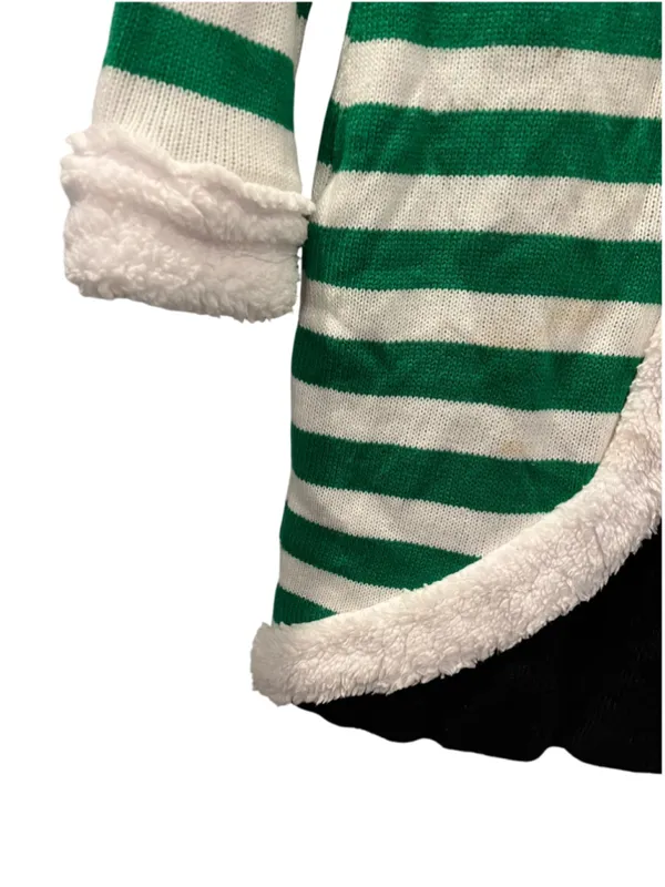 With Love Derek Elf Christmas Sweater Dress Hooded Green White Striped Costume L - Image 6