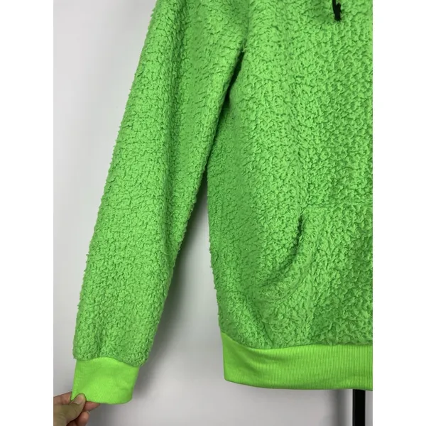 Black Craft Cult Green Sherpa Fleece Full‎ Zip Hoodie Witch Pentagram Size XS - Image 2