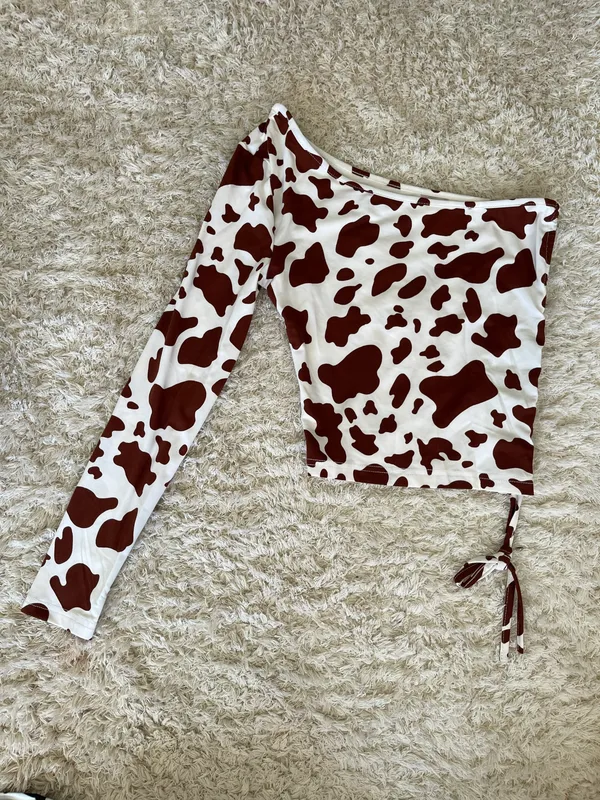 Cow Print Asymmetrical Top - Image 4
