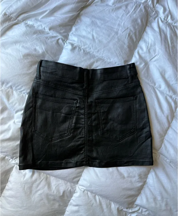 Edikted Black Faux Leather Mini Skirt XS - Image 2