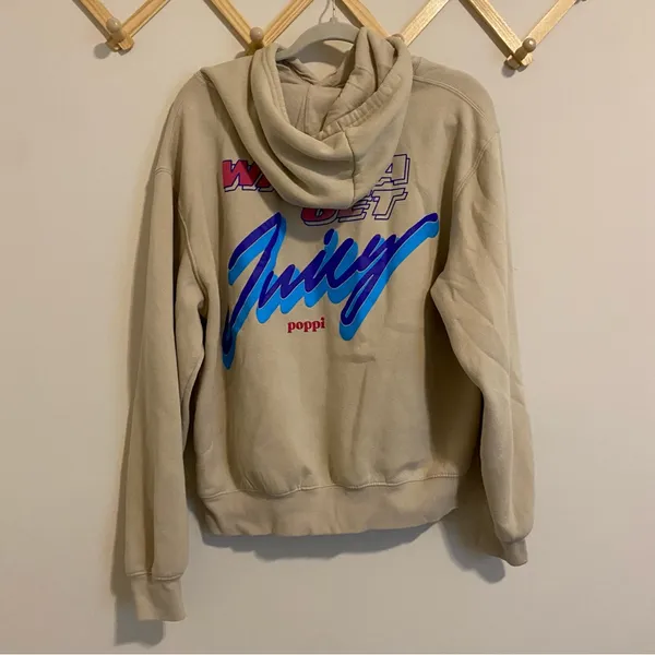 Poppi Tan Graphic Hoodie size Large - Image 8