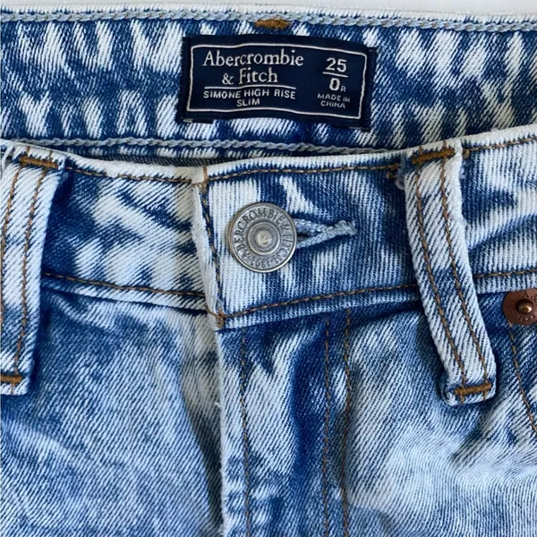 Abercrombie & Fitch Simone High Rise Slim Blue Acid Wash Jeans Size‎ 25 0R - Image 5