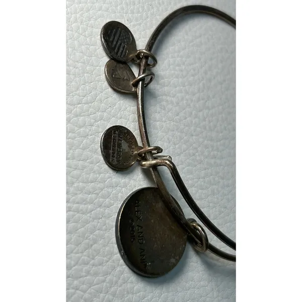 Alex and Ani Bangle Claddagh OS Silver Adjustable Charm Bracelet 2015 Patina - Image 2