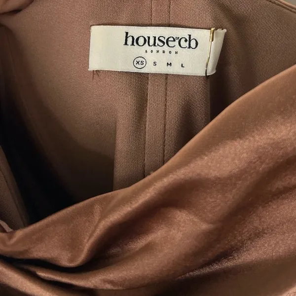 House of CB Satin Reva Sleeveless Toffee Balcony Corset Midi Dress XS - Image 11