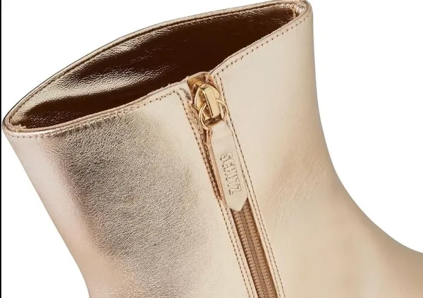 Schutz Boots Sz 5 Dellia Gold/Platina Ankle Bootie Sleek Metallic - Image 5