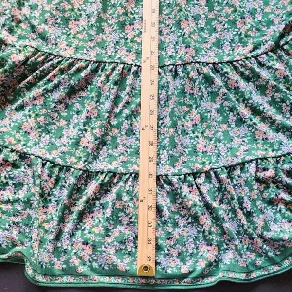 Max Studio XL Cottagecore Green Floral Tiered Women Boho Flutter Sleeve Dress XL - Image 7