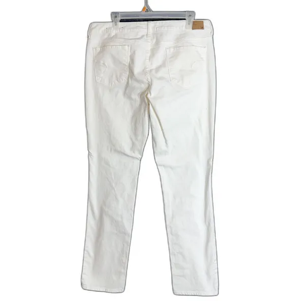 American Eagle Womens Size 14 White Jeans Stretch Straight Leg Denim Casual - Image 3