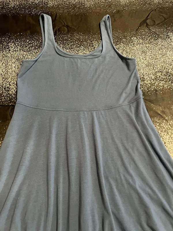 Womens lg American Eagle Blue Gray Heather Knit Fit & Flare Tank Dress w/Shorts - Image 3