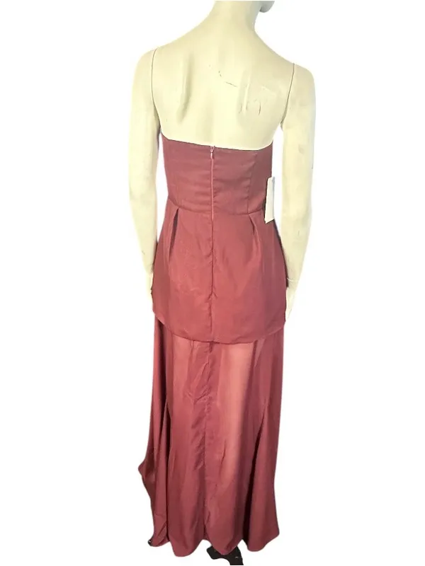 Witness of Love Strapless, Structured Mini Dress w/Chiffon Overlay Wine 6 NWT - Image 6