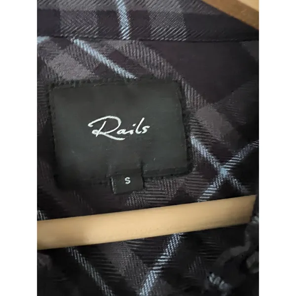 Rails Bianca Flannel Shirt Dress Women's‎ Buttondown Small Grey Black Plaid Cozy - Image 3