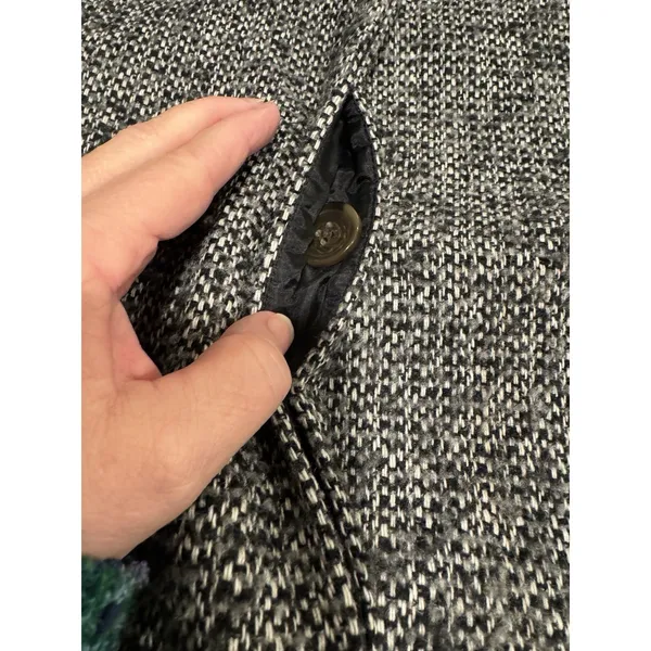 J Crew Tweed‎ Coat Women Size 0 Black White Long Wool Blend Walker Pea - Image 8