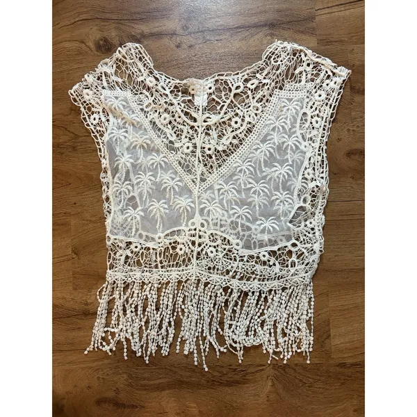 Vintage Lace Sheer Top Breeze Ever Sz Med Cover Up Tropical Beachy Vacay Festive - Image 8
