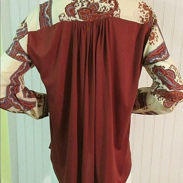 Anthropologie tunic top by Tiny red & cream sz M - Image 2